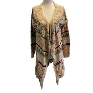 Ekklesia S M Womens Muted Chocolate Brown Coral Cardigan Small open front Cotto